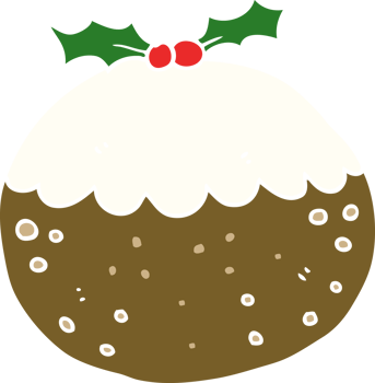 flat color style cartoon christmas pudding png
