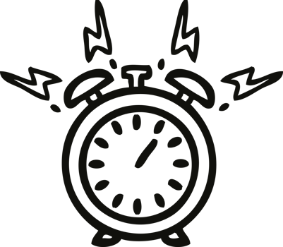 line drawing cartoon of a ringing alarm clock png