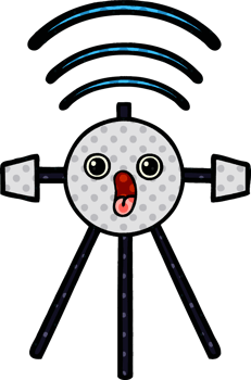comic book style cartoon of a satellite png