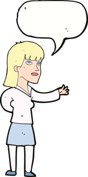 cartoon woman explaining with speech bubble png