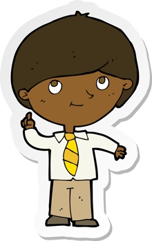 sticker of a cartoon boy with idea png