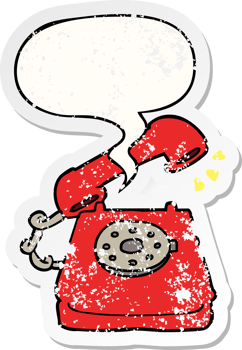 cartoon ringing telephone with speech bubble distressed distressed old sticker png