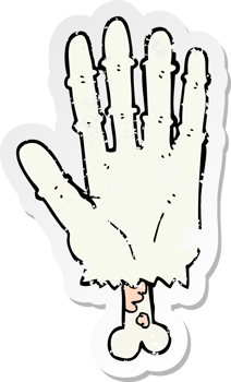 distressed sticker of a cartoon zombie hand png