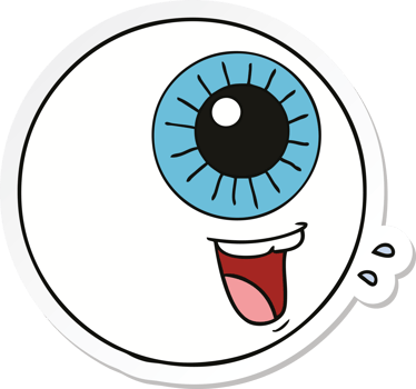 sticker of a cartoon eyeball laughing png