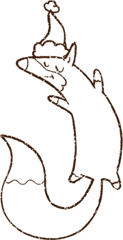 Festive Fox Charcoal Drawing png