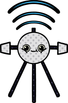 comic book style cartoon of a satellite png