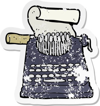 retro distressed sticker of a cartoon typewriter drawing png