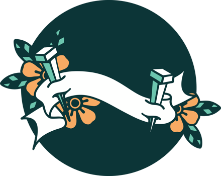 tattoo style icon with banner of iron nail png