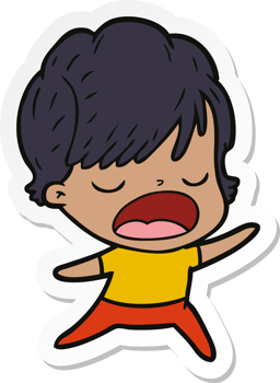 sticker of a cartoon woman talking png
