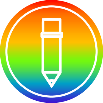 simple pencil circular icon with rainbow gradient finish png