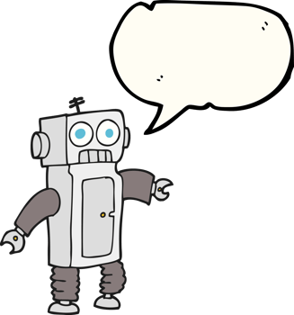 hand drawn speech bubble cartoon robot png