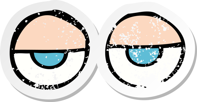 retro distressed sticker of a cartoon eyes drawing png