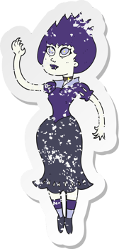 retro distressed sticker of a cartoon vampire girl png