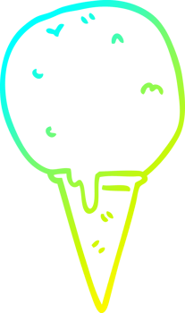 cold gradient line drawing of a cartoon ice cream cone png