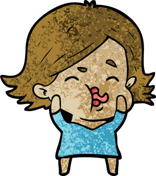 cartoon girl pulling face png
