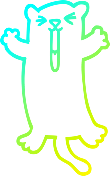 cold gradient line drawing of a cartoon happy cat png