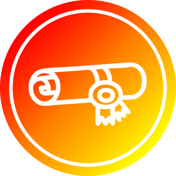diploma certificate circular icon with warm gradient finish png