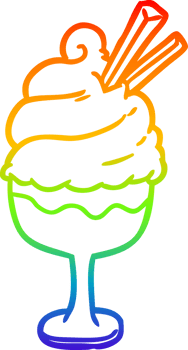rainbow gradient line drawing of a ice cream dessert png