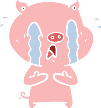 crying pig flat color style cartoon png