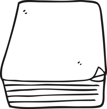 hand drawn black and white cartoon stack of paper png