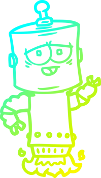 cold gradient line drawing of a cartoon robot png
