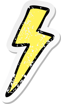 distressed sticker of a cartoon lightning bolt png