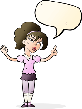 cartoon woman with idea with speech bubble png