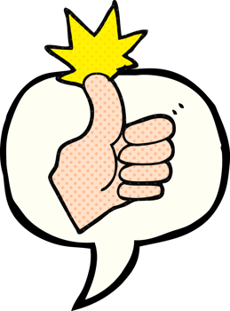 hand drawn comic book speech bubble cartoon thumbs up png