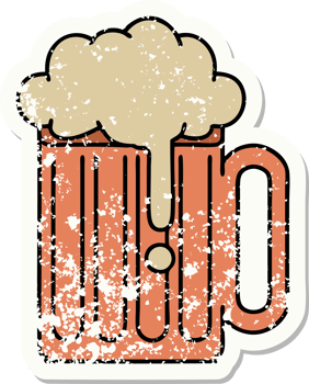 distressed sticker tattoo in traditional style of a beer tankard png