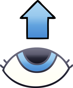 gradient shaded cartoon of a eye looking up png