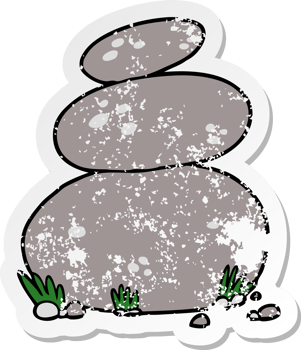 distressed sticker of a cartoon large stacked stones png