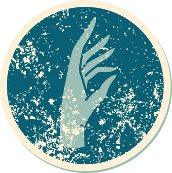 iconic distressed sticker tattoo style image of a hand png
