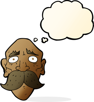 cartoon sad old man with thought bubble png