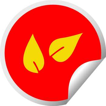 circular peeling sticker cartoon of a leaves png