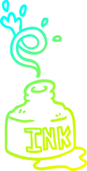 cold gradient line drawing of a cartoon spilled ink bottle png