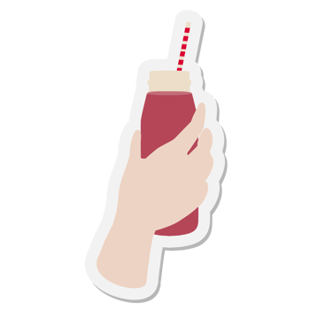 hand holding smoothie bottle sticker png