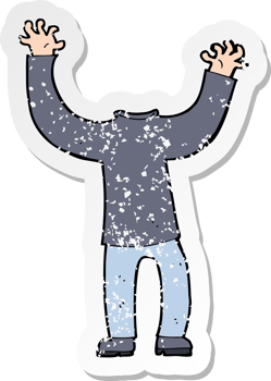 retro distressed sticker of a cartoon headless body drawing png