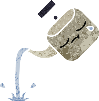 retro illustration style cartoon of a pouring kettle png