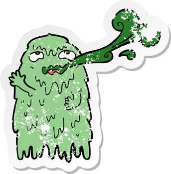 retro distressed sticker of a gross cartoon ghost png