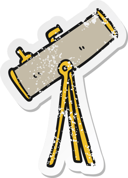 retro distressed sticker of a cartoon telescope png