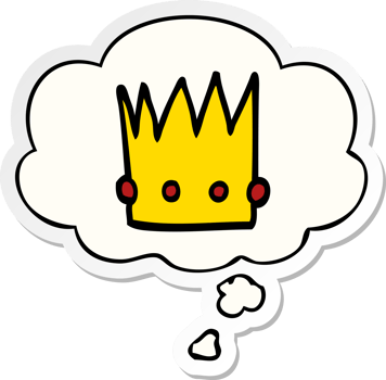 cartoon crown with thought bubble as a printed sticker png