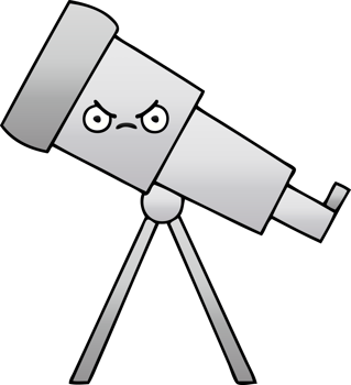 gradient shaded cartoon of a telescope png
