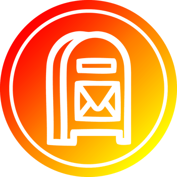 mail box circular icon with warm gradient finish png