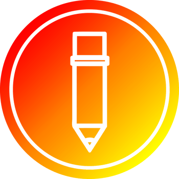 simple pencil circular icon with warm gradient finish png