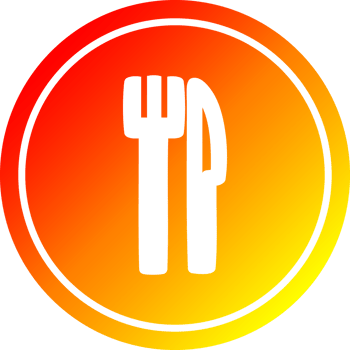 knife and fork circular icon with warm gradient finish png