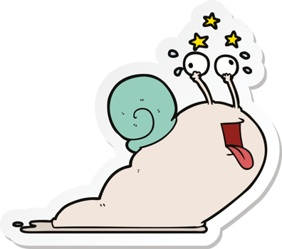 sticker of a crazy cartoon snail png