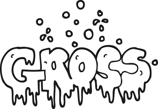 hand drawn black and white cartoon word gross png