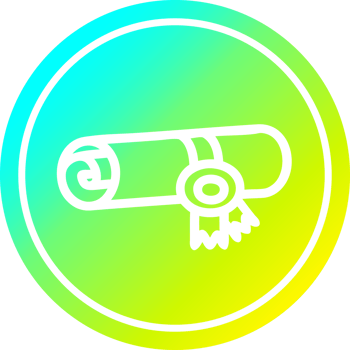 diploma certificate circular icon with cool gradient finish png