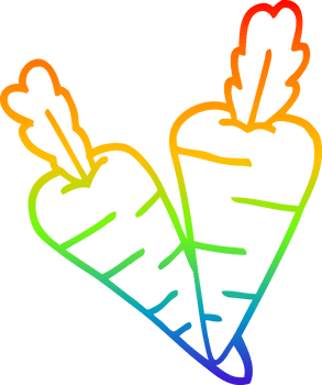 rainbow gradient line drawing of a cartoon carrots png