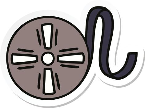 sticker of a cute cartoon movie tape png